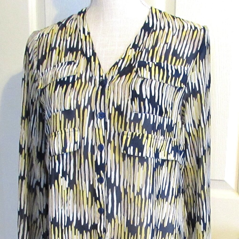 Gorgeous JOY JOY Sheer Polyester V-Neck Blouse or Top Size S